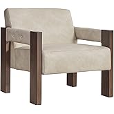 Signature Design by Ashley Adlanlock Contemporary Faux Leather Upholstered Accent Chair, Beige & Dark Brown