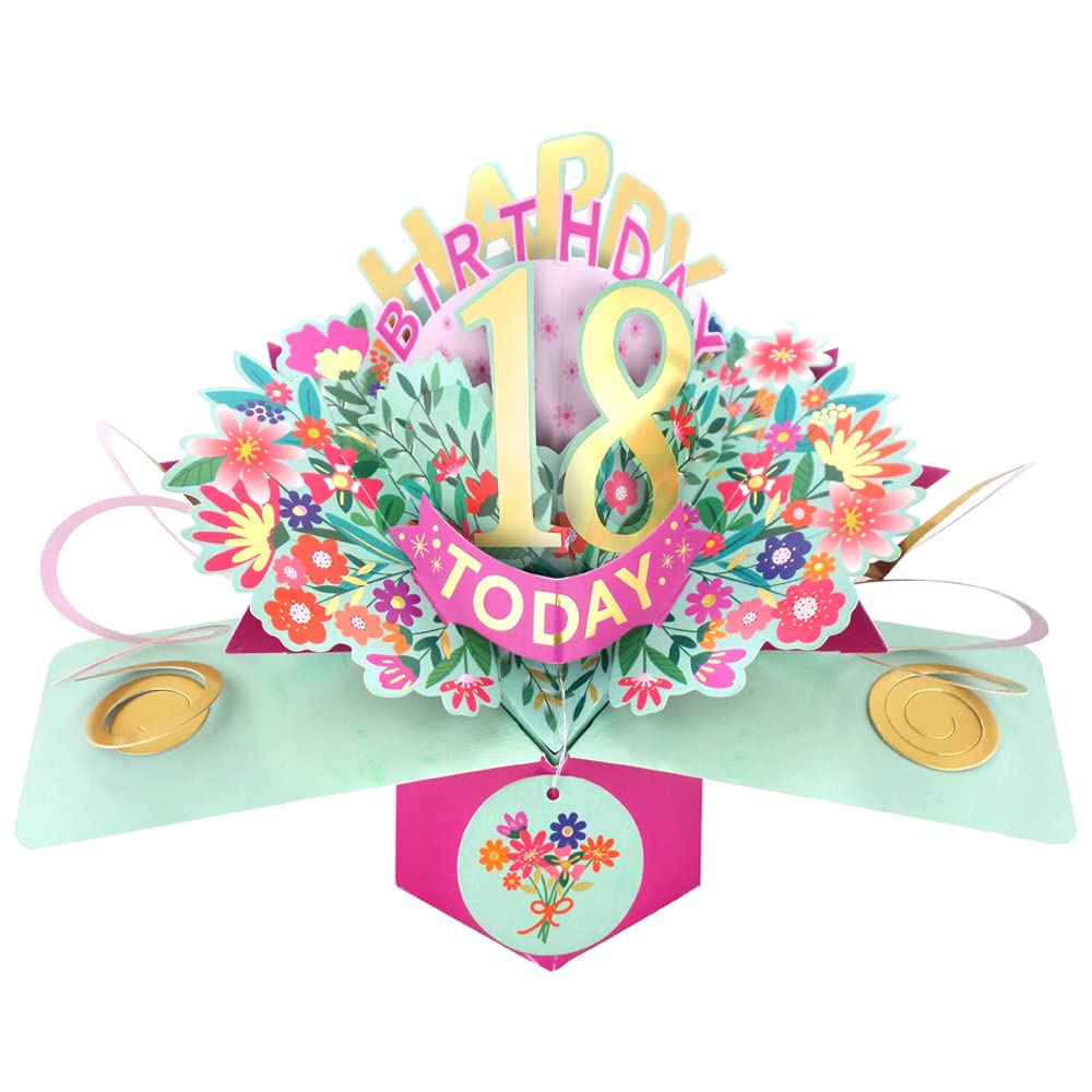 Happy 18th Birthday 18 Today Pop-Up Greeting Card Love Kate's Pop Up Cards Her POP215MC18