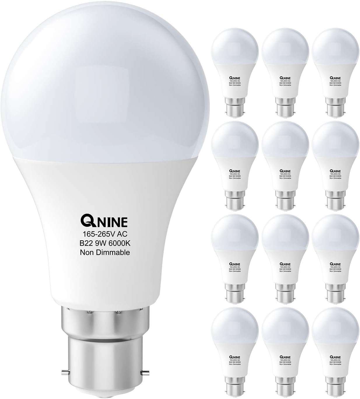 12-Pack 9W Light Bulbs Bayonet, 60W Bayonet Light Bulbs, Bayonet Cool