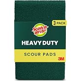 Scotch-Brite Heavy Duty Scouring Pad, 3 Pack | Durable and Long-Lasting Dish Scrubber for Kitchen + Outdoor,Scrub Pads for Uncoated Pots and Pans, Cast Iron Cooktops, Grill