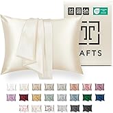 TAFTS 22mm 100% Pure Mulberry 6A Silk Pillowcase for Hair & Skin with Envelope Closure, No Zipper, Cooling, Natural, Organic, Double Sided Pillow Case (Ivory White, Queen 20"x30" 1pc)