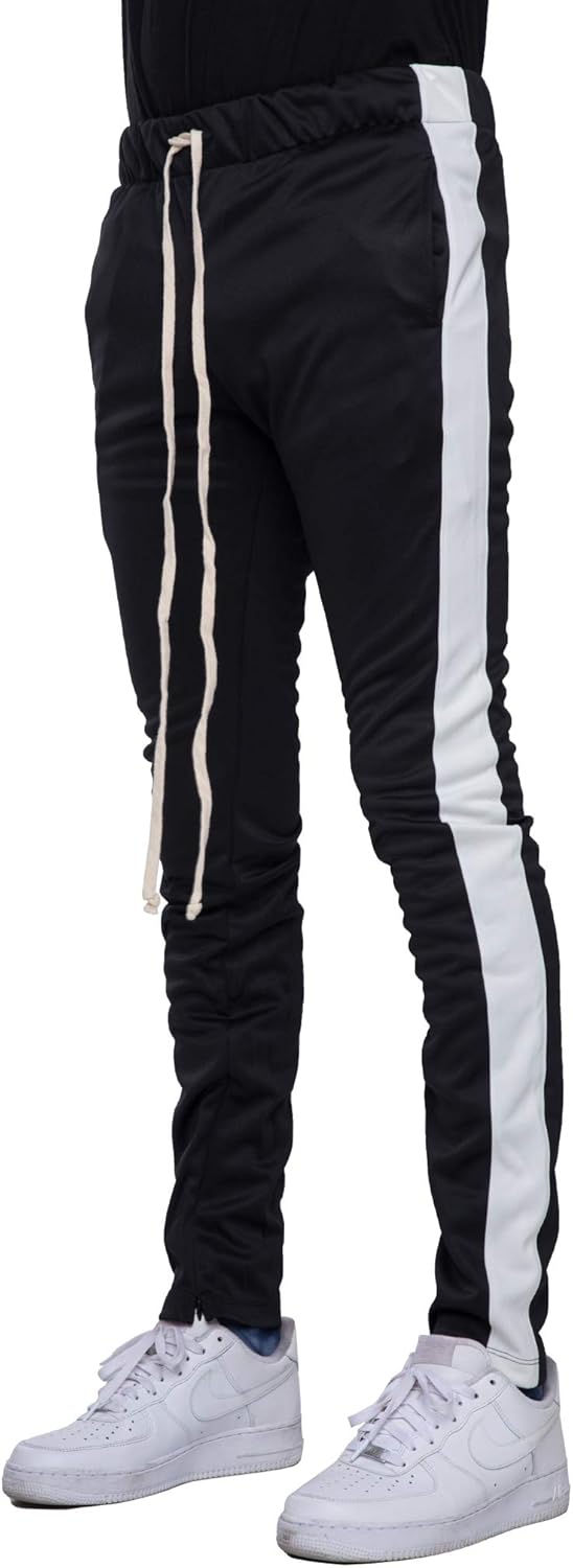 EPTM Men's Stripe Track Pants Slim Fit with Ankle Zippers: Clothing