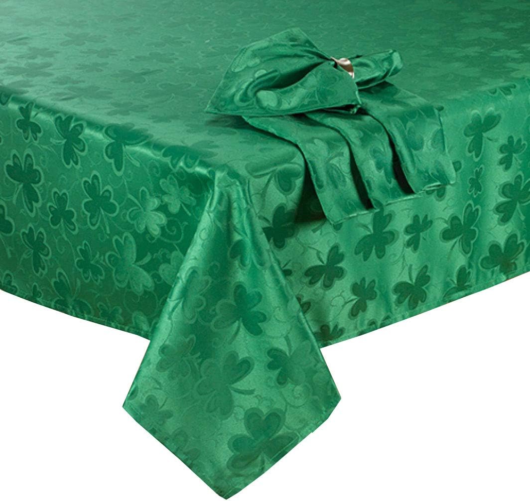 St Patrick’s Day Tablecloth Green Shamrock Damask EasyCare