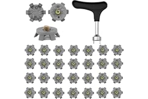 30 Pieces Golf Shoe Spikes Replacements+Golf Cleats Spanner,Stainless Steel Shoe Wrench Spike Replacement Aid fit for Golf Sh
