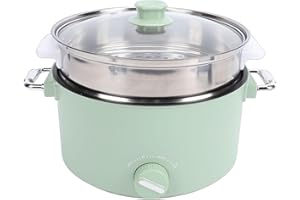 Asixxsix Electric Hot Pot 800W 3L Food Grade Nonstick Coating Multifunctional Electric Cooker with Steam Basket for Steak Ric