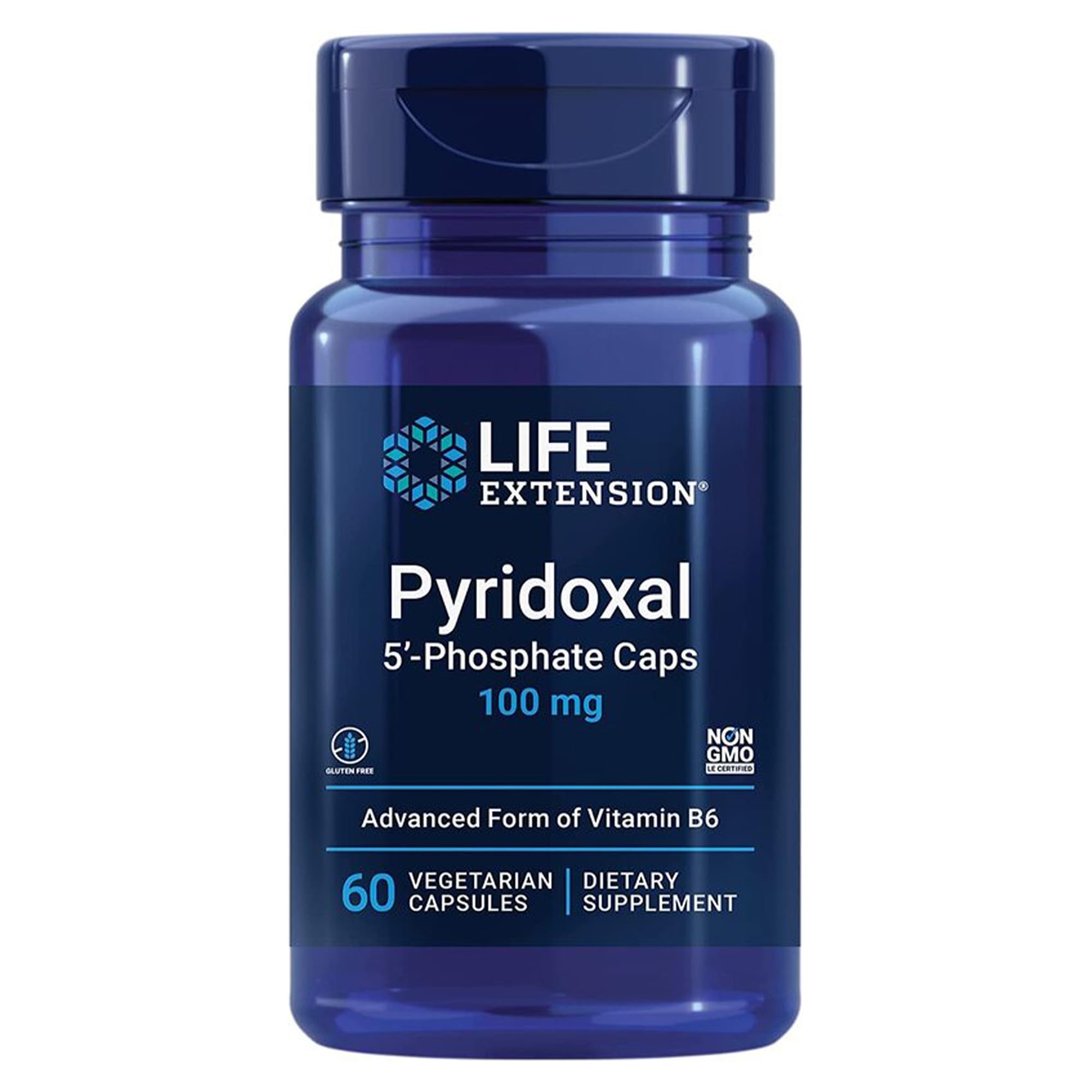 Life Extension, Pyridoxal-5-Phosphate, 100mg, 60 Vegan Capsules, Gluten-Free, Vegetarian, SOYA-Free, Non-GMO