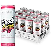 Good Daze Energy Drink with 200mg of Caffeine from Tea, Sugar Free, B Vitamins, L-Theanine, Pre Workout Performance with Antioxidants, Strawberry, 12FL OZ Cans (Pack of 12)