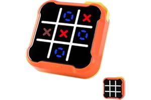 UIMOMN Tic Tac Toe Game, 4 in 1 Handheld Educational Game Machine, Electronic Tic Tac Toe Game for Education and Memory Growth, Home, Toy Board Game for Kids and Adults (Orange)