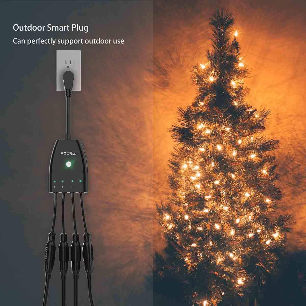 Outdoor Smart Plug, Surge Protector, POWRUI Smart Power Strip with 4-Outlet Extender, Remote Control, Timer, Weatherproof for Indoor and Outdoor Use, Compatible with Alexa, Google Assistant and IFTT: Electronics