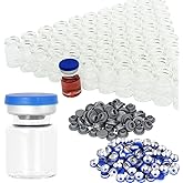 3ml Clear Glass Vials-1 Dram Clear Glass Headspace Vials with Plastic-Aluminum Flip Caps and Rubber Injection Stoppers, 100 P