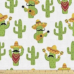 Ambesonne Cinco de Mayo Fabric by The Yard, Funny
