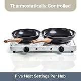 Quest 35250 Electric Twin Hob Hot Plate 1000W 1500W 5 Settings White view 8