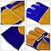 NKTM Leather Welding Gloves EXTREME HEAT RESISTANT & WEAR RESISTANT - For Tig Welders/Mig/Fireplace/Stove/BBQ/Gardening, Blue - 16In