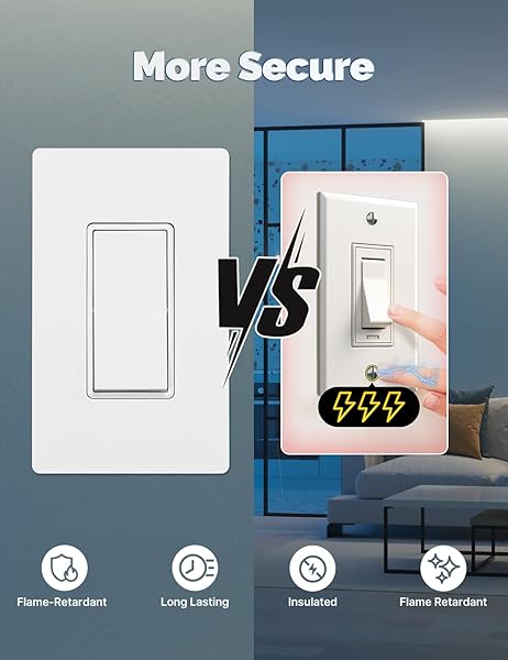 [12 PACK] MOES PADDLE ROCKER LIGHT SWITCH, SINGLE POLE ON OR OFF LIGHT SWITCH 15AMP 120V, GLOSSY WHITE DECORATOR LIGHT SWITCH, SELF GROUNDING