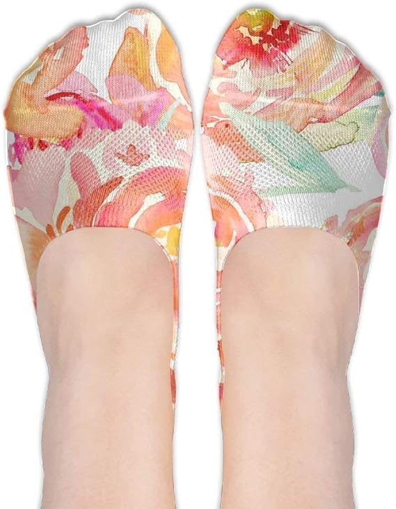 Amazon 牡丹水彩絵の具女性ポリエステル綿の靴下女性ボートソックス薄いカジュアルソックスローカットソックス 服 ファッション小物 通販