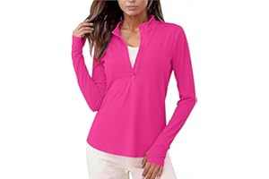 Women's Long Sleeve Active Tops for Hiking Yoga Golf Quarter Zip Sun Protection Swim Shirt Quick Dry Rash Guard