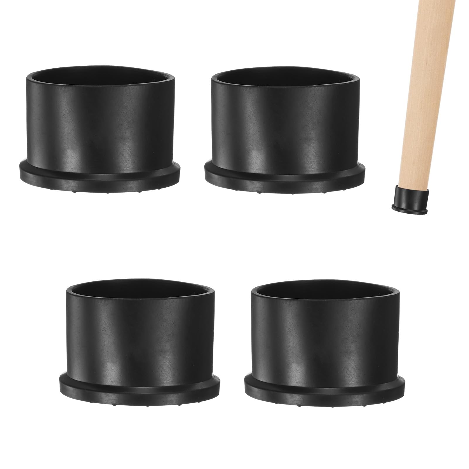 M METERXITY 4-Pack Chair Leg Caps, 1-3/4 Inch(45mm) PVC Chair Leg Floor Protectors for Folding Chairs/Metal Chairs/Furniture Table/Hardwood Floors, Round Non-Slip Cover End Tips [Black]