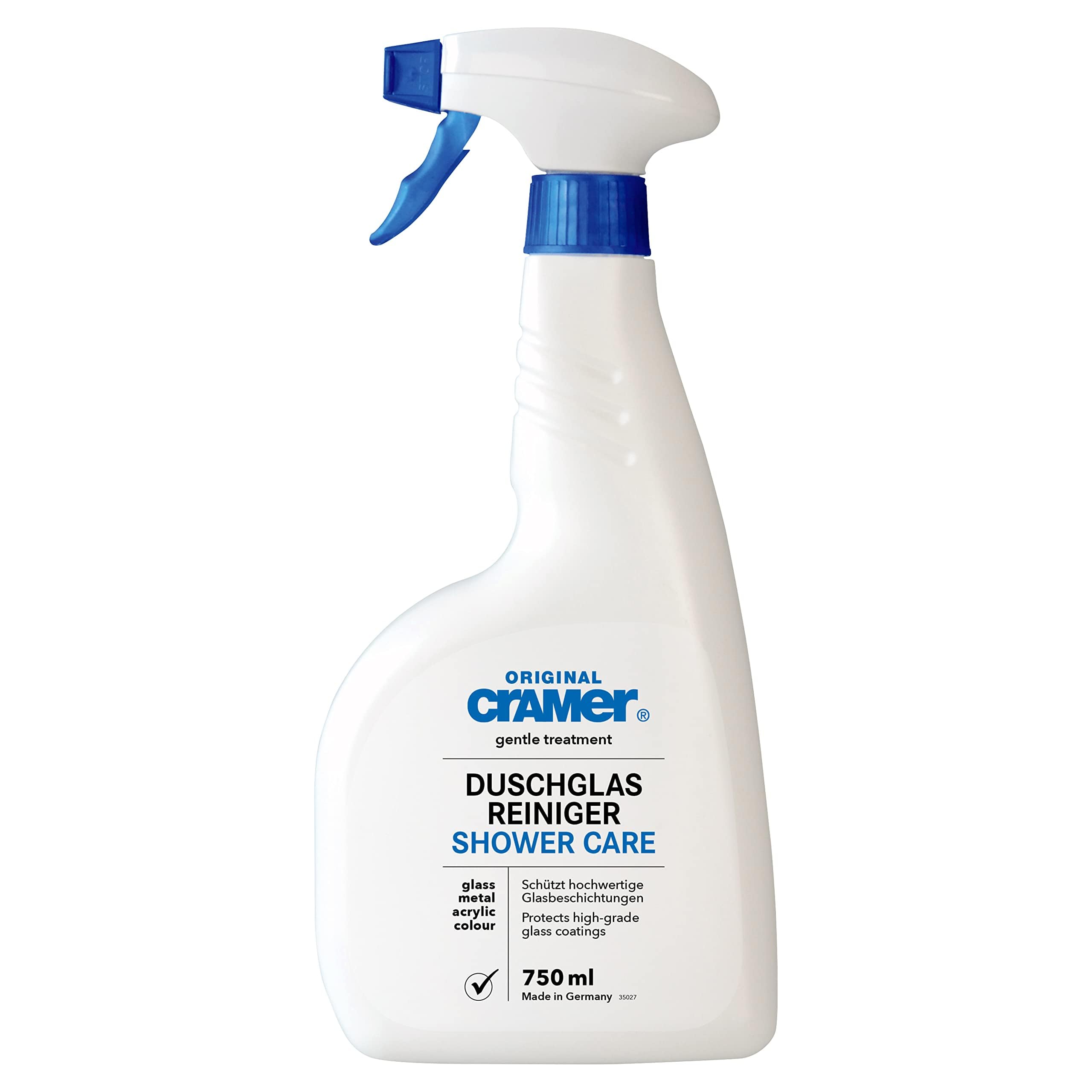 Cramer K11583 Shower glass cleaner | For cleaning real glass showers | 750 ml spray bottle, Duschglas Reiniger - zur Reinigung Von Echtglas Duschen