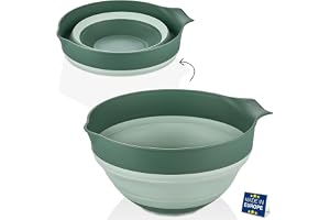 Hakan Collapsible Mixing Bowl 3.4 QT | Foldable Dish Tub, BPA Free Plastic | Multipurpose Kitchen, Camping and RV Essentials | Round Lightweight Wash Basin | Salad Bowl, 3.25 L (Green)