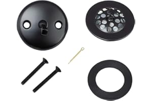 Artiwell Trip Lever Tub Trim Kit Set With Trip Lever Overflow Face Plate, Trip Lever Bathtub Drain with Strainer, Overflow and Matching Screws (MATT BLACK)