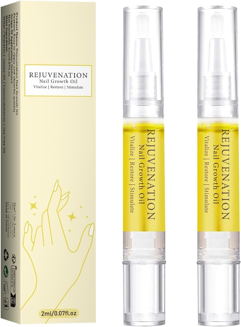 Tseriact Nail Oil, Cuticle Oil for Nails Professional Nail Care Nail Oil Pen, Natural Ingredients Cuticle Nail Oil Treatment for Damaged Nails(2PCS)