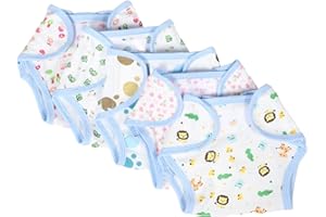 FRCOLOR 5pcs Baby Doll Diapers, Reusable Cotton Adjustable Fit Underwear Accessories for 14-18 Inch Newborn Dolls Nurturing R