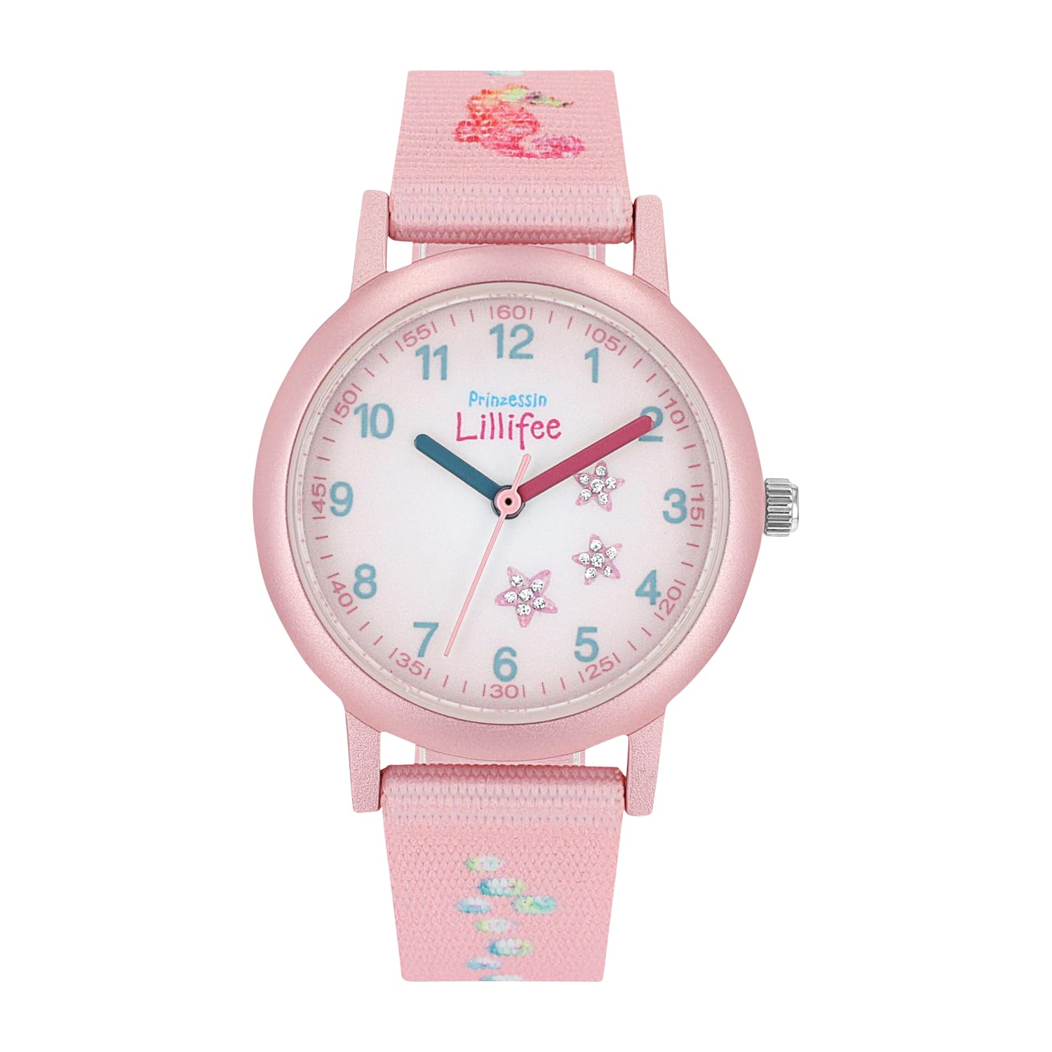 Prinzessin Lillifee wristwatch girls quartz watch analog, with textile strap, pink, 3 bar water resistant, comes in watch gift box 2031753