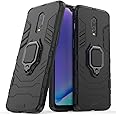 Compatible with OnePlus 7, OnePlus 6T Case, Metal Ring Grip Kickstand Shockproof Hard Bumper (Works with Magnetic Car Mount) Dual Layer Rugged Cover for OnePlus7, OnePlus 6T (Black)