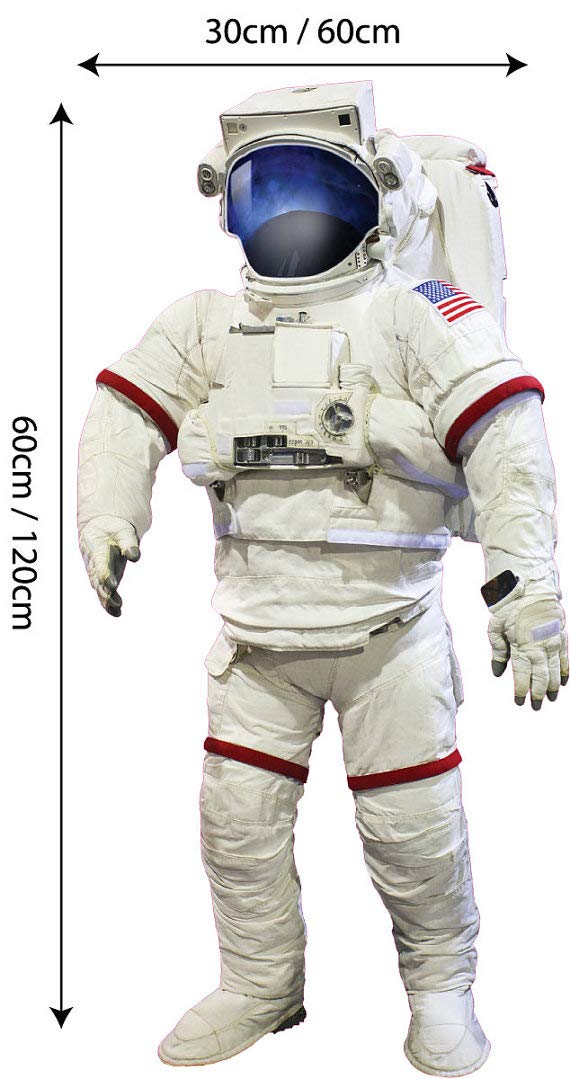 60 Second Makeover Limited Full Colour Astronaut NASA Space Wall Stickers Boys Bedroom Accessories Decal Kids Playroom Decoration Space Bedroom Accessories Astronomy Gifts- 30cm x 60cm