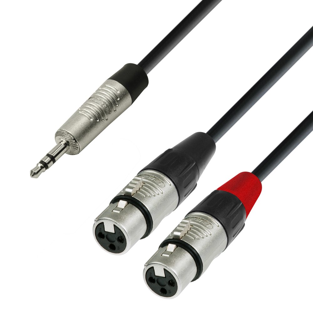 Adam Hall 4 Star Series 3m Rean 3.5mm Jack Stereo to 2x XLR Female Audio Cable