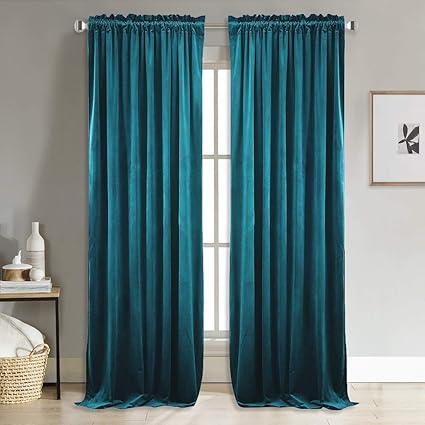 Nicetown Thick Velvet Drapes Bedroom Rod Pocket Soft Curtain