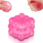 Squishy Cube Squishy Fidget Toy, Standard Size 1.96 in Stress Ball for Adults and Kids, Puffwize Soft Textured Sensory Toy with Irregular Shape for Anxiety Relief and Improving Focus(Pink)