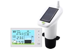 Wireless Ultrasonic Water Level Monitor Tank Liquid Level High/Low Alarm Solar Powered Water Level Sensor Water Level Indicat