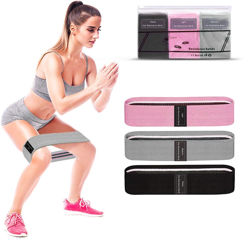 Resistance Workout Hip Exercise Bands 3 Sets Booty Bands Ladies Resistance Bands Exercise Loops HIP Circles Booty Glute Butt Fabric Fitness Butt -Heavy Strength Fitness Bands for Abs, Squats, Legs