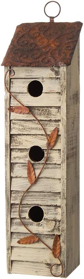 Glitzhome 17.95" H Wooden Three-Tier Hanging Distressed Garden Birdhouse : Garden & Outdoor