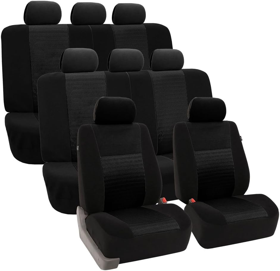 Suv 8 Headrests Fh Group Fh Fb060128 Three Row Trendy Elegance Car Seat Covers W Truck Airbag Compatible And Split Bench Beige Black Color Fit Most Car Or Van Interior Accessories Covers Diagenics Com