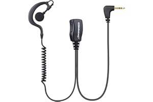 COMMIXC 2-Pack Walkie Talkie Earpiece with Mic, 2.5mm 1-Pin G-Shape Walkie Talkie Headset with PTT, ONLY Compatible with Motorola Talkabout Two-Way Radios