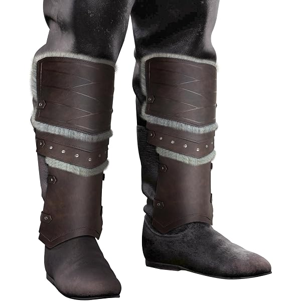 Fundas De Botas Medievales De Cuero Sintético – Pierna Retro Ajustable Para Disfraces De Caballero, Vikingo O Guerrero, Talla Única
