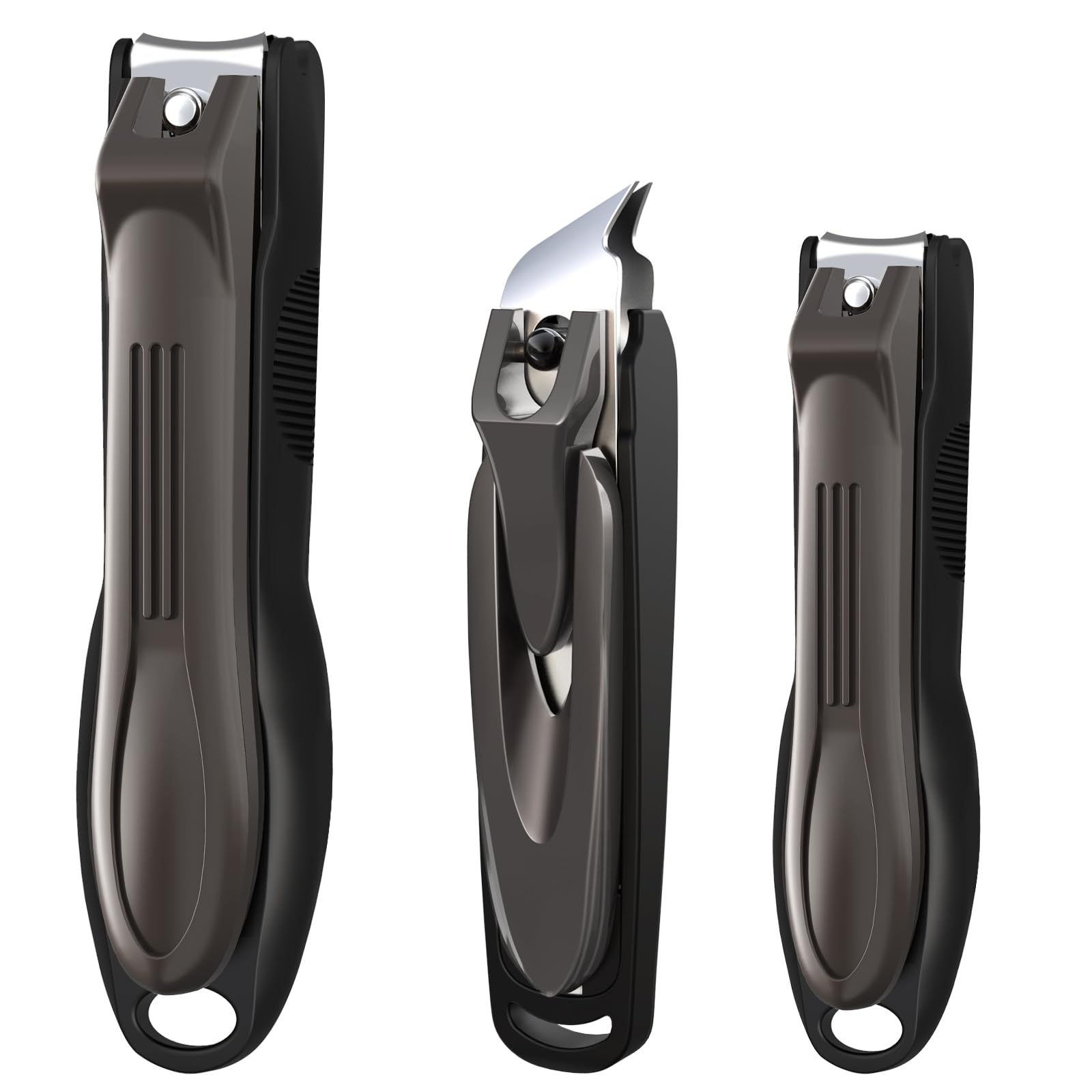 Photo 1 of GLAMFIELDS Nail Clipper with Catcher, 3 Pack No Splash Fingernail Toenail Clipper,Slanted Edge Nail Clippers Stainless Steel Nail Cutter Nail Trimmer, Good Gift for Men and Women