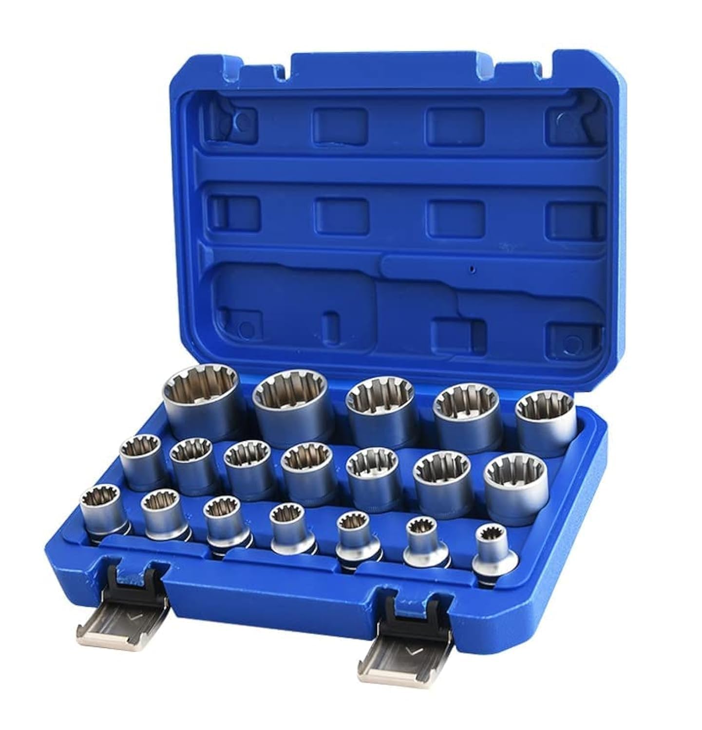 Spline Socket Set 1/2" Drive Universal Metric 8-32mm 12-Point Cr-V Socket Kit 19pcs