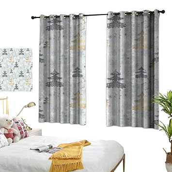 Amazon Com Black Curtains Christmas Retro Pine Tree Figures Over