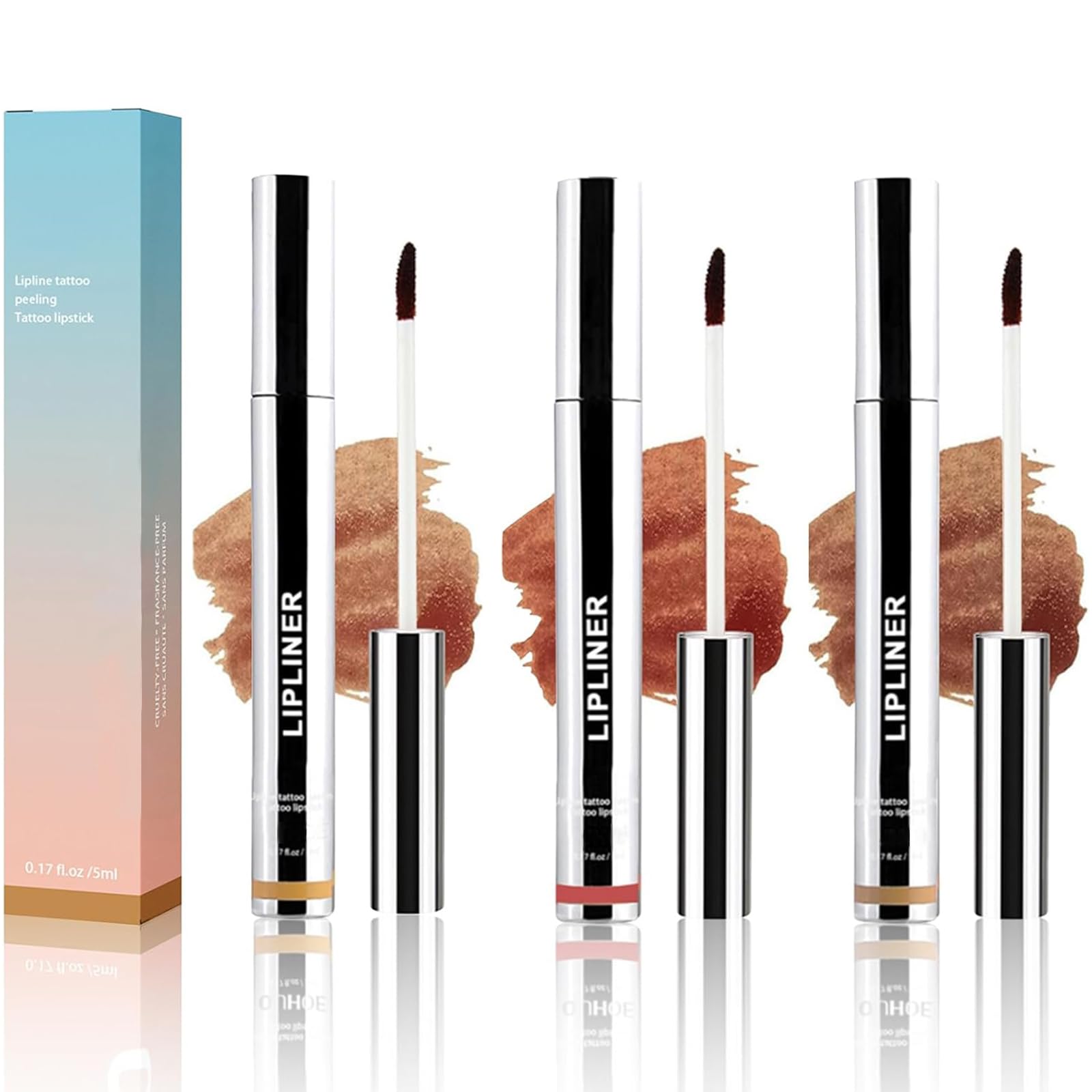 3Pcs Peel Off Lip Liner Tattoo, Removable Lip Liner Pencil, Long Lasting Waterproof Plumps Up Lip Colour, Highly Pigmented Lip Tint Stain Lipsticks Makeup Gift for Women