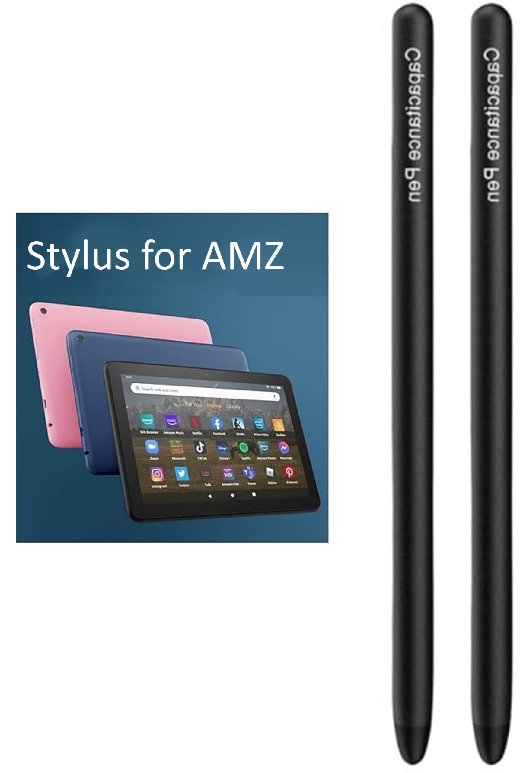 Stylus Pen for AMZ Fire Tablet, Pen for Fire HD 10 Stylus, for Fire Max 11 Pen, for Fire HD 8, for Fire 7, for Fire Kids Tablets Touch Screen Stylus Pen (2*Pen-Black)
