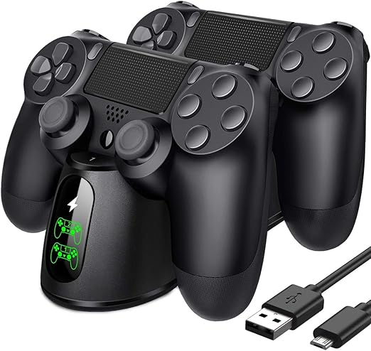 Beboncool Cargador Para Mando De Ps4 Estacion De Carga Para Ps4 Con Dos Puertos De Carga Estacion De Carga Para Mando De Ps4 Para Playstation 4 Ps4 Ps4 Slim Ps4 Pro Controller