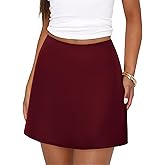 BTFBM Women Mini Skirts 2026 Spring Trendy Silk Satin Short Skirt High Waisted A-Line Club Party Going Out Summer Skirts(Wine Red, Small)