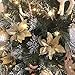 Zabrina 12 Pcs 5.11 in Christmas Tree Decorative Silk Flower Gold Poinsettia Bush and Red Poinsettia Bush Artificial Flowers Red Glitter Poinsettia Christmas Tree Ornaments (Pink)