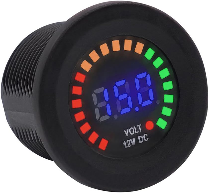 WUPP Waterproof Car Voltmeter Digital Display Volt Meter Gauge Colorful LED Voltage for Motorcycle Boat Marine Truck DC 12V