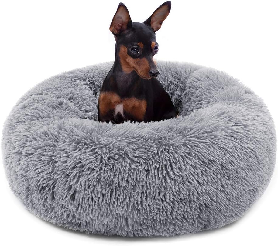 Neekor Pet Bed Luxury Shag Fuax Fur Donut Cuddler, Dog Cat Round Donut Luxury Cushion Bed