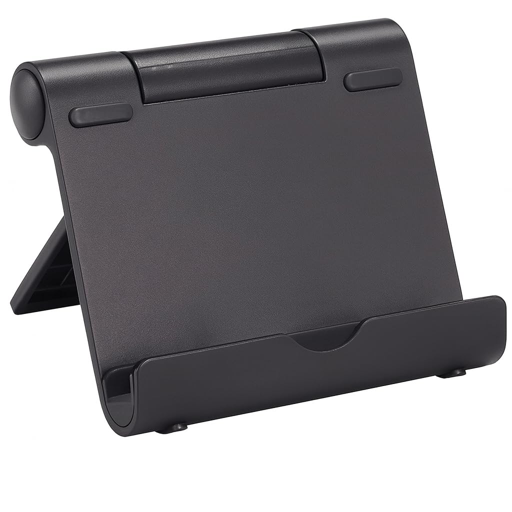 Adjustable Tablet Stand (5"-13") – Multi-Angle Foldable Desk Holder for iPad Mini, Surface Pro, Tab, E-Book Readers, Smartphones & More – Portable Stand for Video Calls, Reading & Work (Black)
