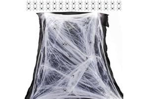 RALLEYFUN Halloween Spider Web Decoration with Fake Spiders Stretchy Cobwebs Spider Webbing for Halloween Indoor Outdoor Home Yard Haunted House Décor Scary Joke Prank Props (400 Sqft with 30 Fake Spiders)